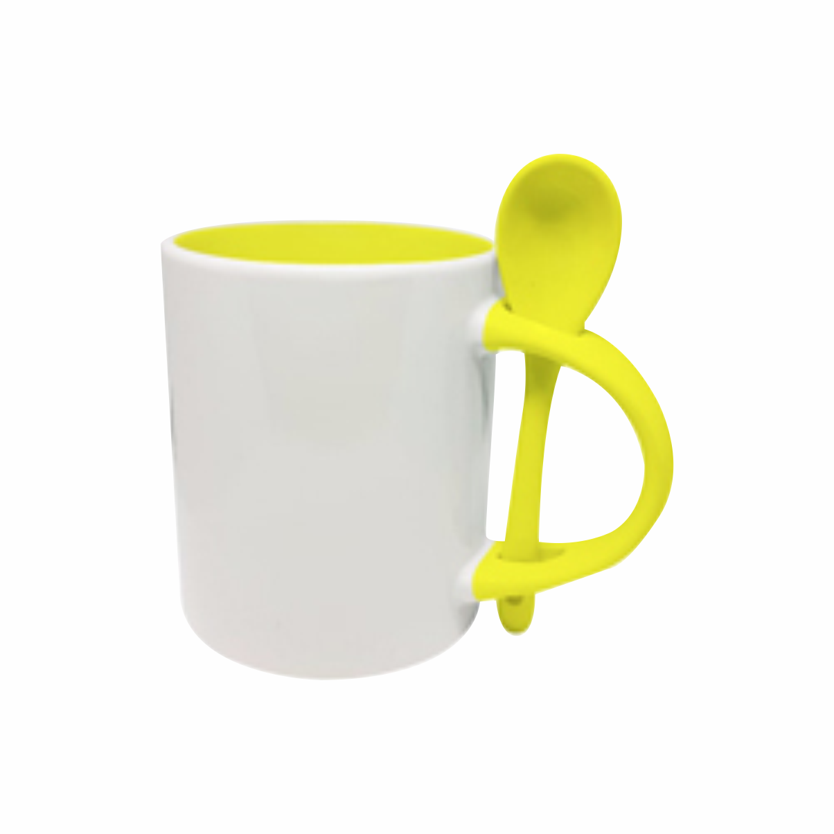 Taza blanca con interior y cuchara de color  325.30 ml / 11 oz para sublimar