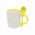 Taza blanca con interior y cuchara de color  325.30 ml / 11 oz para sublimar