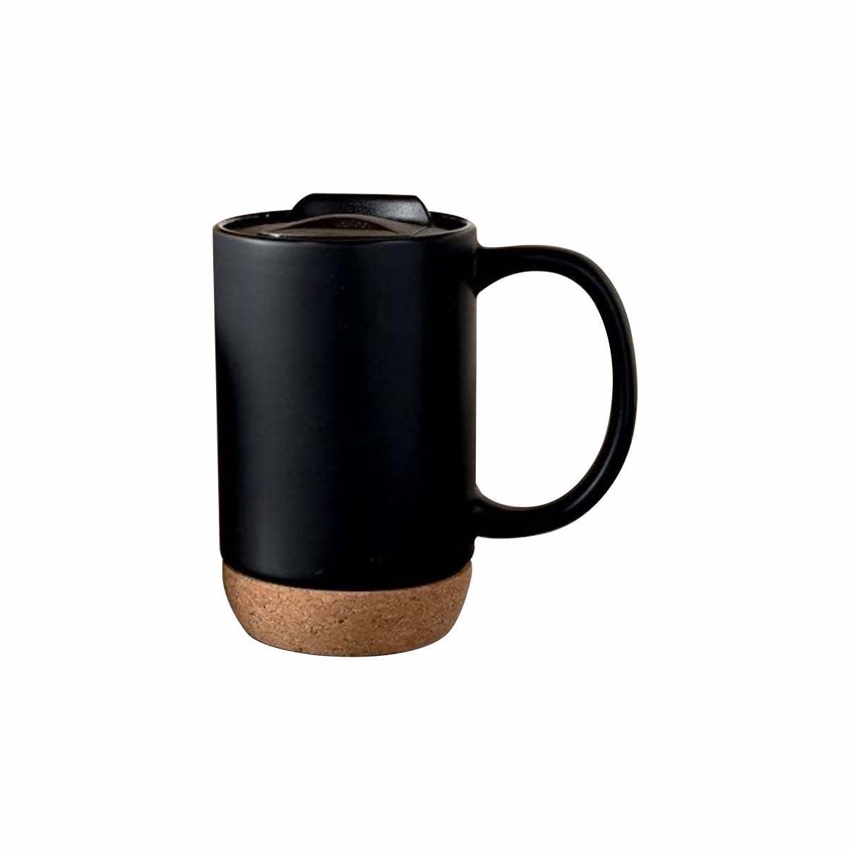 Taza negra con base de corcho 16 oz con tapa para sublimar