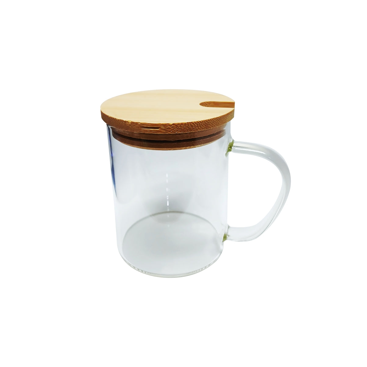Taza de vidrio con base de madera, cuchara y taza 16oz Para Sublimar