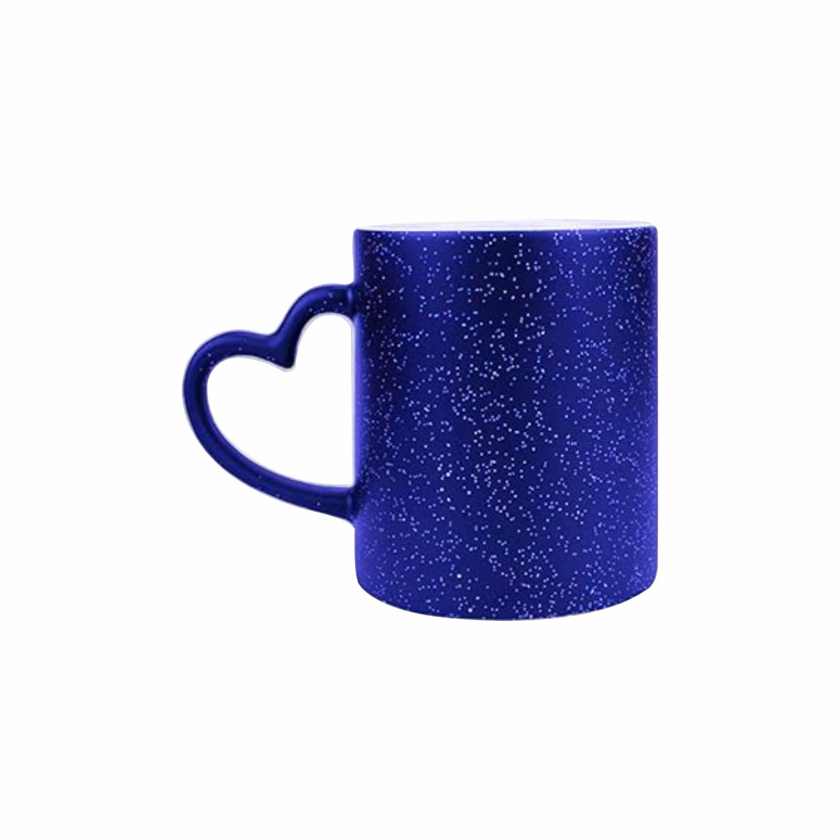 Taza mágica con brillantina y asa en forma de corzón de 11 oz para sublimar