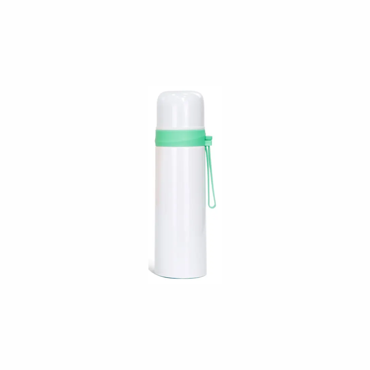 Termo blanco con cinturon silicon de color 500 ml para sublimar