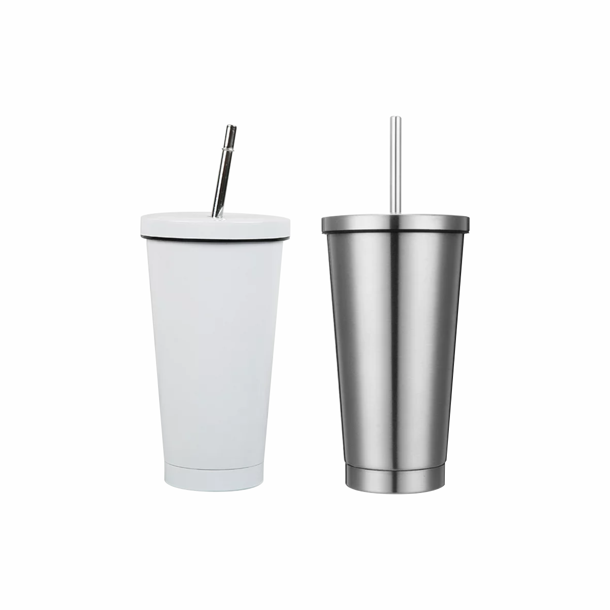 Vaso de acero inoxidable con popote de metal 473.17 ml / 16oz para sublimar