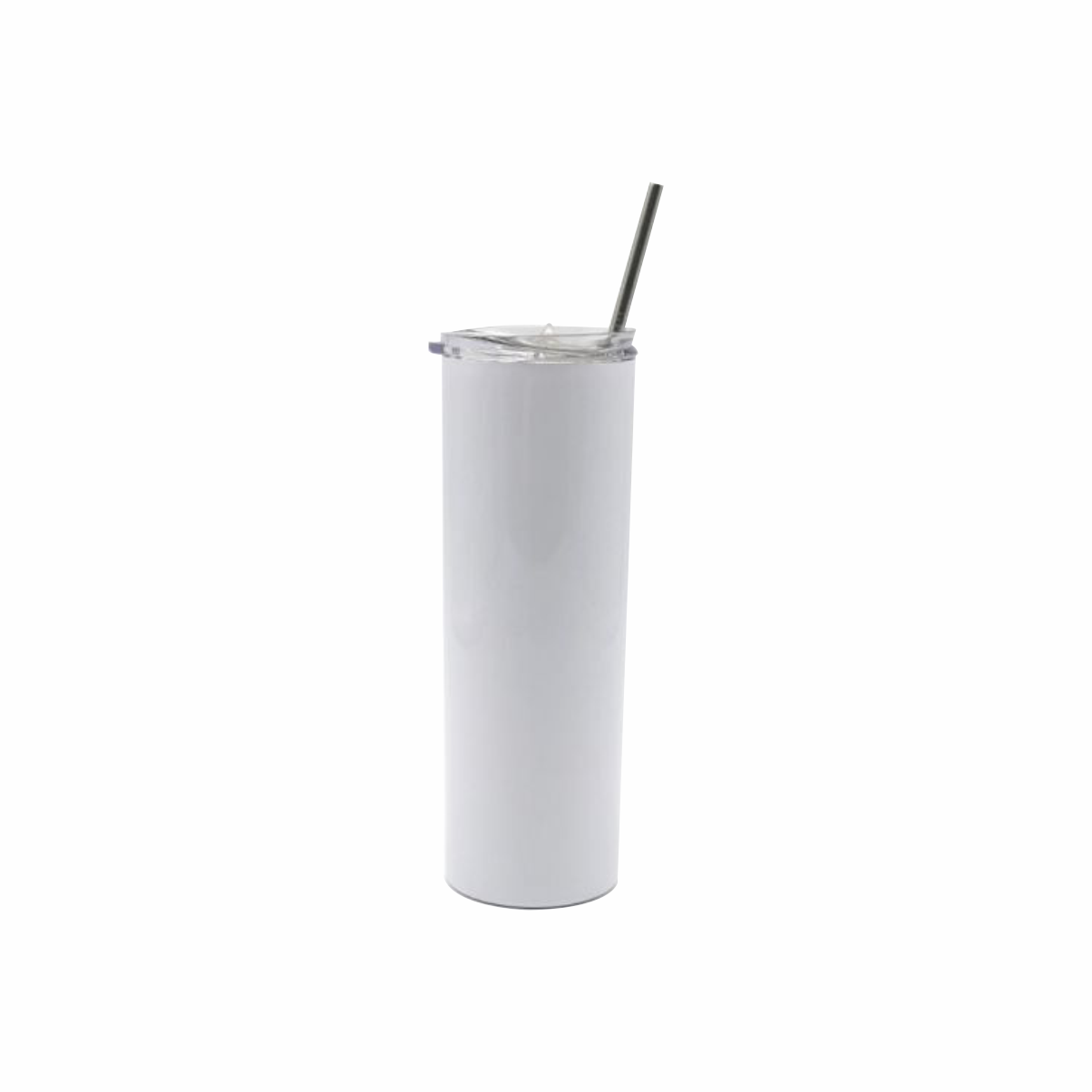 Vaso skinny con popote en acero inoxidable blanco / plata 591.47 ml/ 20oz para sublimar