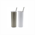 Vaso skinny con popote en acero inoxidable blanco / plata 591.47 ml/ 20oz para sublimar